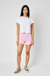 Pink Fray Hem Shorts