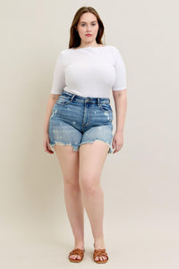 Star Print Distressed Shorts 150226