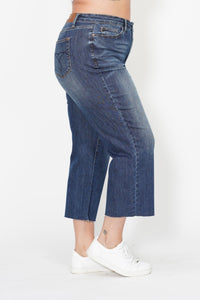 Embroidery Back Pocket Wide Leg Crop