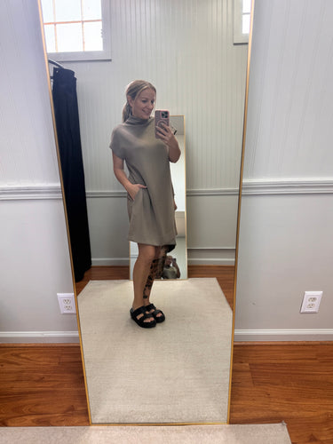 Mock Neck Dress with Pockets