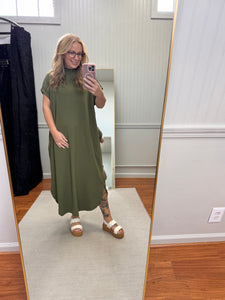 Mock Neck Olive Dress