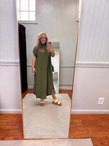 Mock Neck Olive Dress