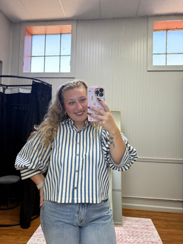 Striped Button Down - Indigo