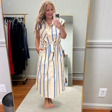 Load image into Gallery viewer, Blue Stripe Button Dress