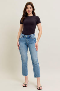 Vintage Wash Mid Rise Crop Kick Flare 88979