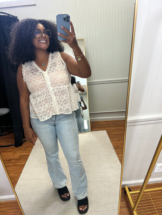 V-Neck Lace Top