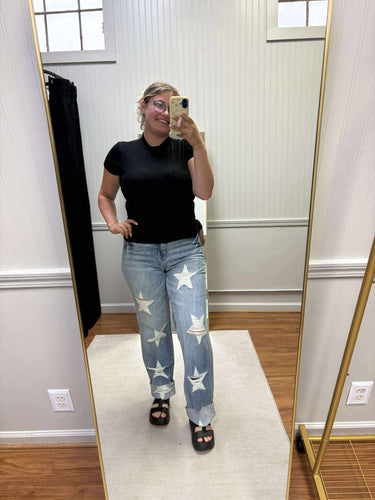 Distressed Star 90’s Straight Leg 88915