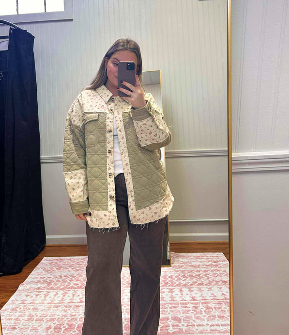 Sage Contrast Shacket