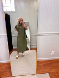 Mock Neck Olive Dress