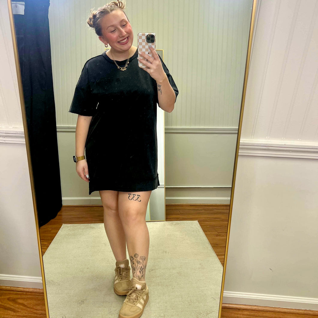 Mineral Washed Oversided Mini Shift Dress