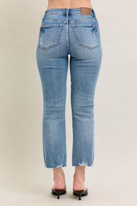 Vintage Wash Mid Rise Crop Kick Flare 88979