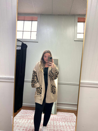 Leopard Contrast Cardigan