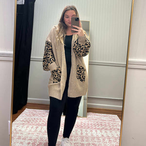 Leopard Contrast Cardigan – Brown Bag Boutique