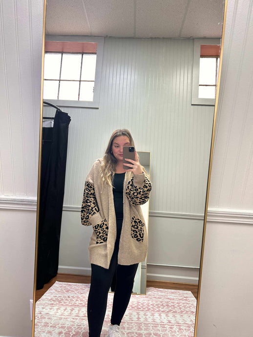 Leopard Contrast Cardigan