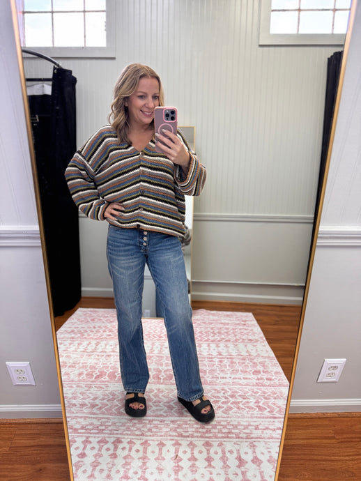 Striped Button Cardigan