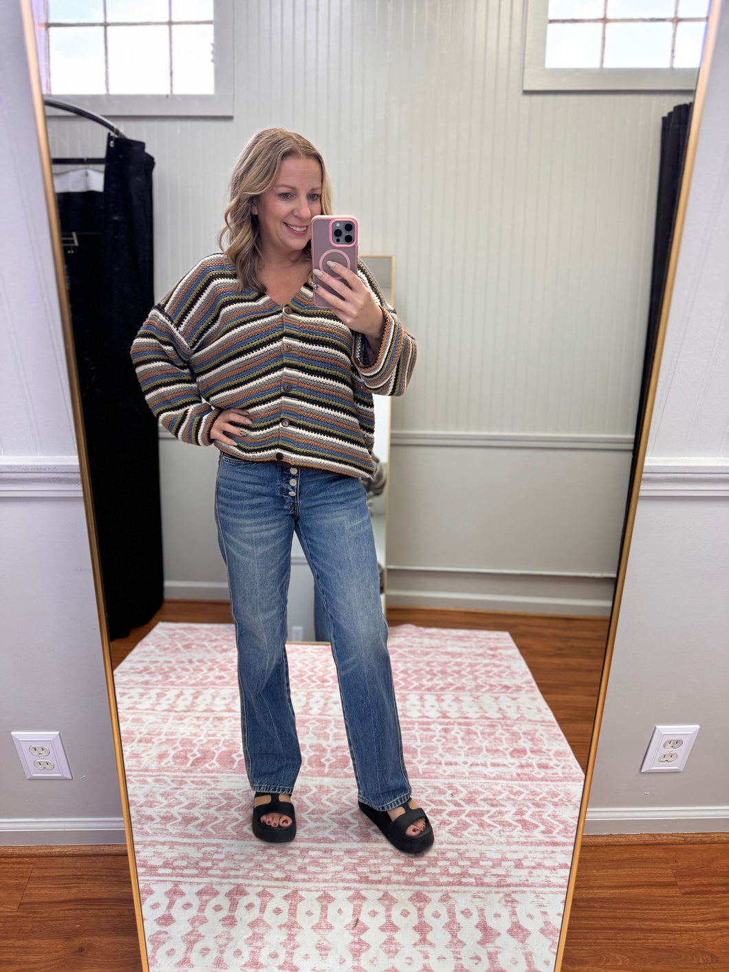 Striped Button Cardigan