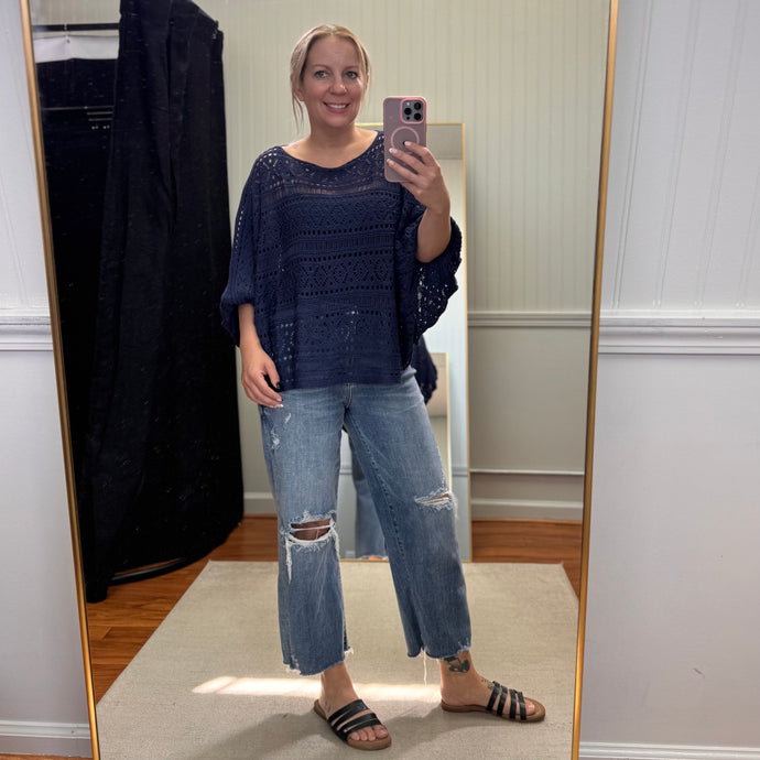 Boatneck Open Knit Dolman