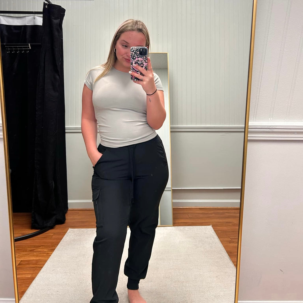 Seamless Crewneck Top-Grey
