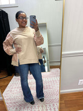 Load image into Gallery viewer, Striped Sleeve Crew Sweatshirt