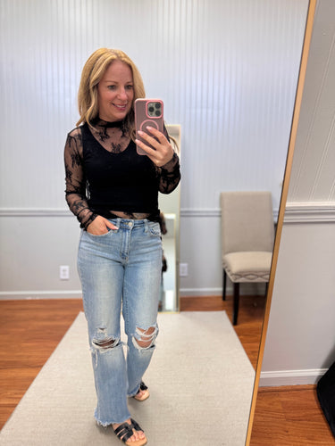 Lace Mock Neck Layer Top