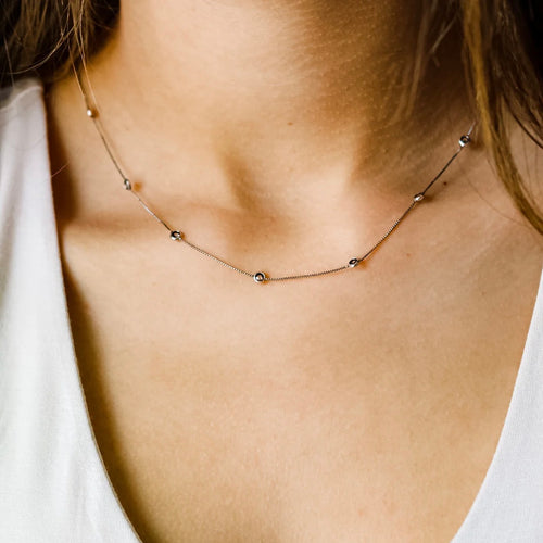 Crystal Chain Necklace - Rose Gold