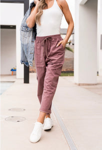 Cargo Crop Pants - Mauve