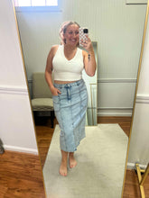 Load image into Gallery viewer, Denim Maxi Pencil Skirt