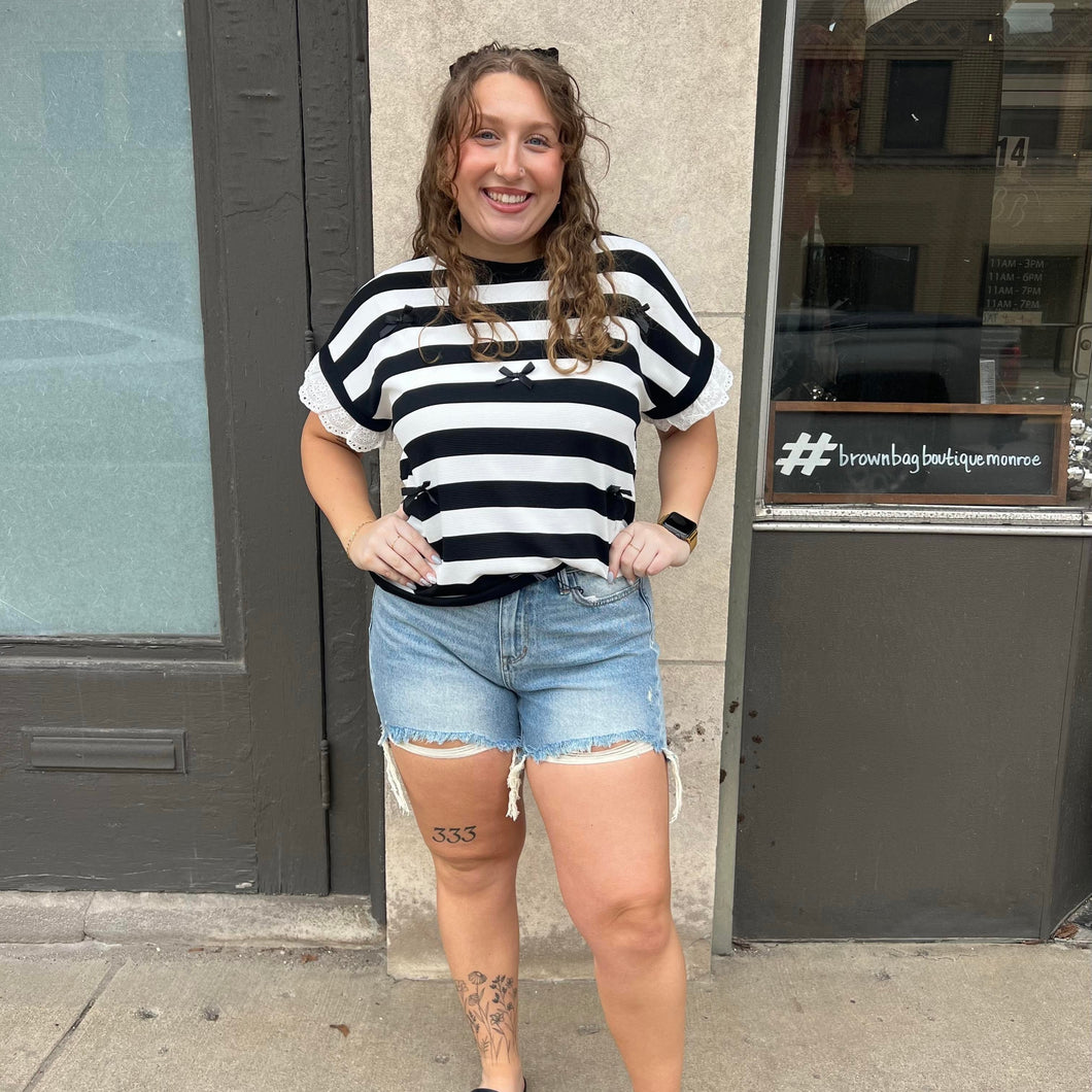 Striped Bow Top