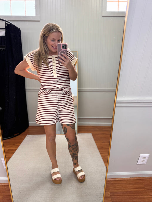 Burgundy Stripe Set