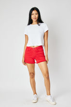 Load image into Gallery viewer, Red Fray Hem Shorts