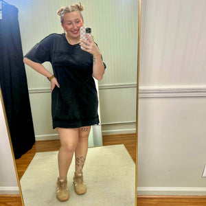 Mineral Washed Oversided Mini Shift Dress
