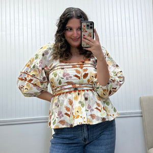 Floral Peasant Top