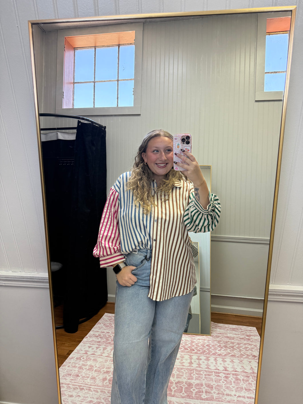 Combo Stripe Button Down