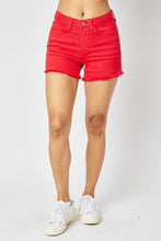 Load image into Gallery viewer, Red Fray Hem Shorts