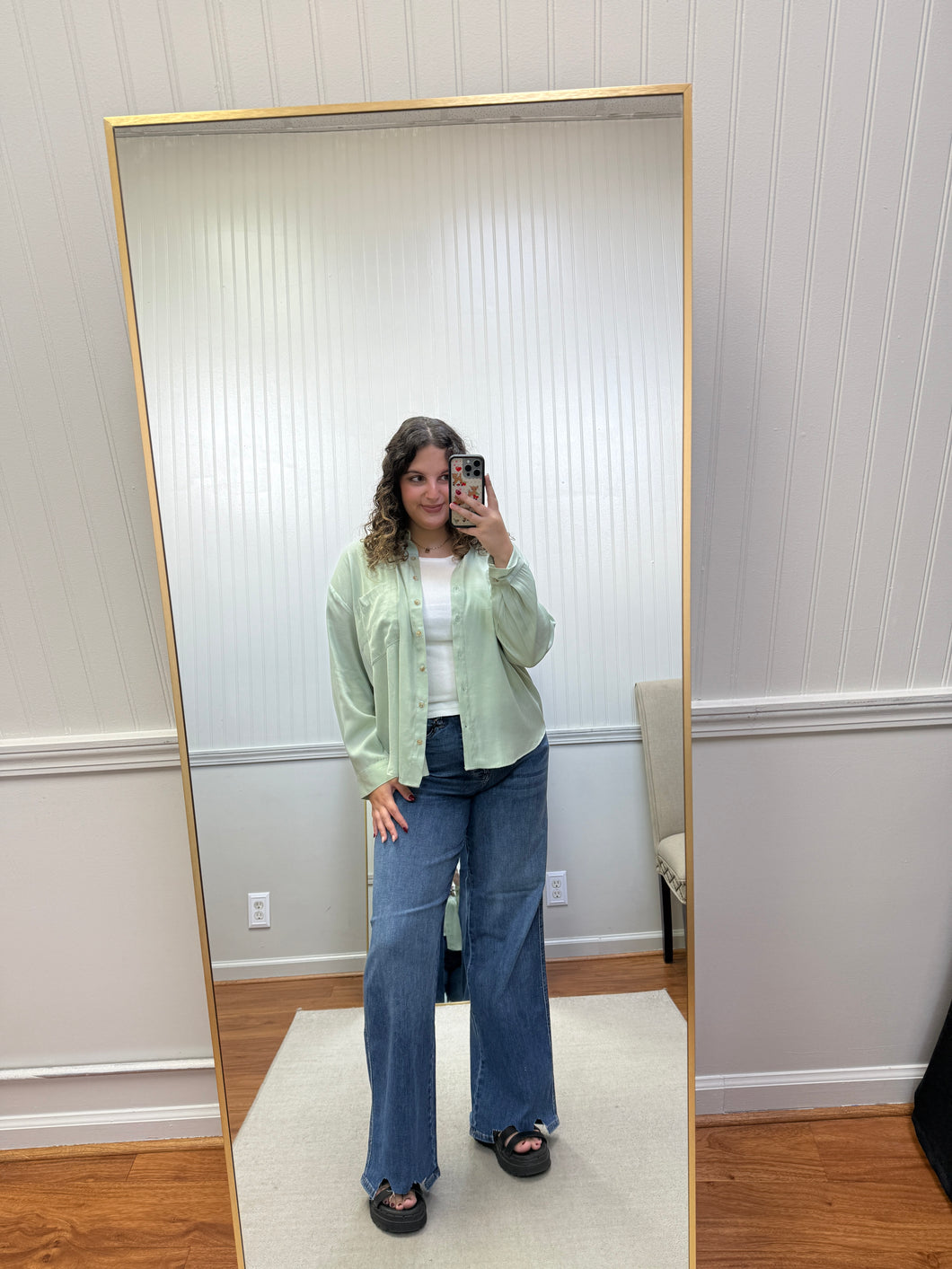 Sage Button Down