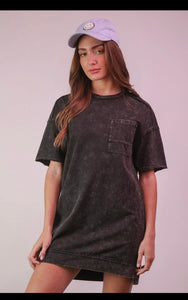 Mineral Washed Oversided Mini Shift Dress