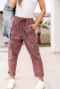 Cargo Crop Pants - Mauve