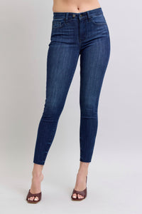 Double Button Raw Hem Skinny