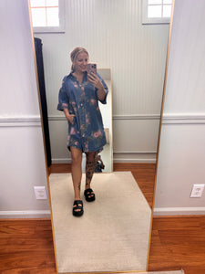 Denim Floral Button Up Dress