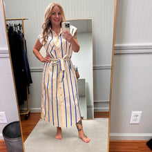 Load image into Gallery viewer, Blue Stripe Button Dress