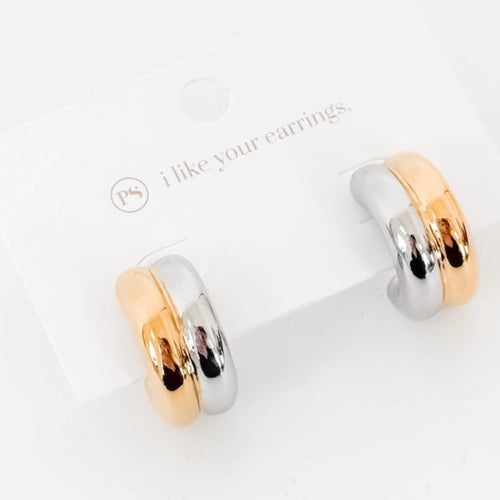 Charity Mixed Metal Side by Side Hoops