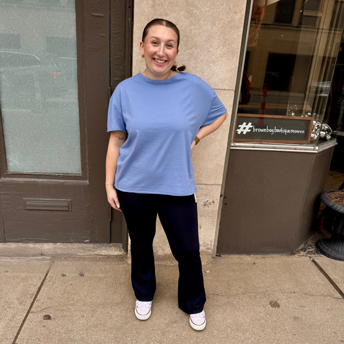 Blue Oversized Round Neck T-Shirt