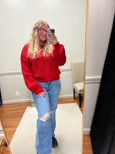 Load image into Gallery viewer, Oversized Jolly Red Sweater