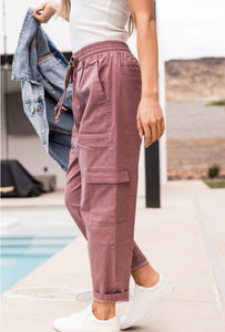 Cargo Crop Pants - Mauve