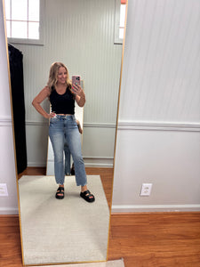 Vintage Wash Mid Rise Crop Kick Flare 88979