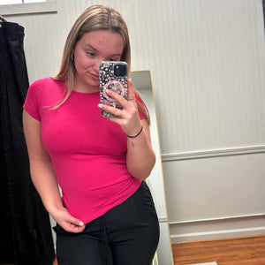 Seamless Crewneck Top-Pink