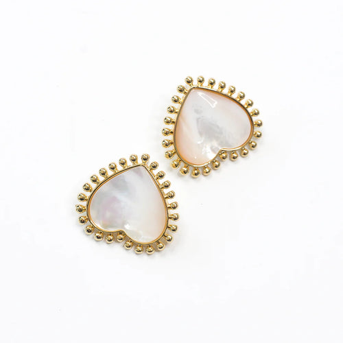 Teardrop Shell Heart Earrings
