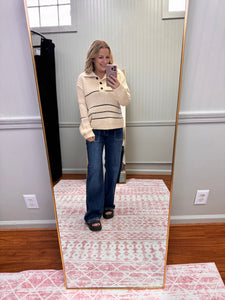 Stripe Button Sweater