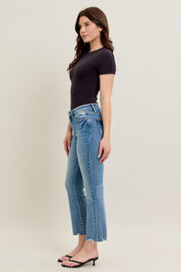 Vintage Wash Mid Rise Crop Kick Flare 88979