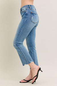 Vintage Wash Mid Rise Crop Kick Flare 88979